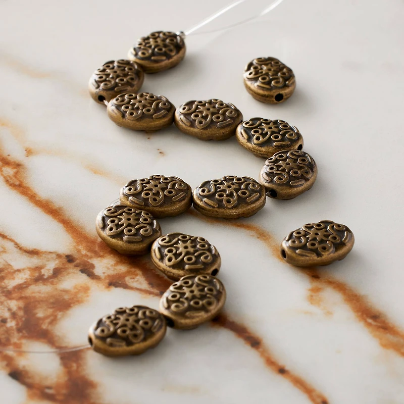 Oxidized Brass Metal Flat Oval Beads, 13mm by Bead Landing™