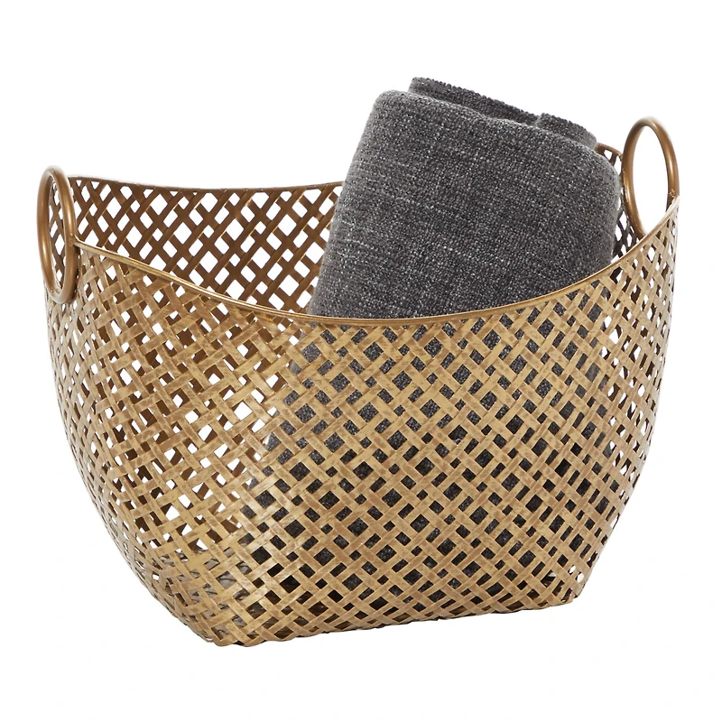 Gold Metal Contemporary Storage Basket