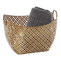 Gold Metal Contemporary Storage Basket