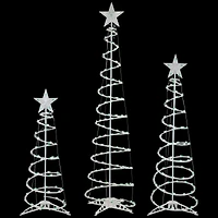 Green Lighted Spiral Christmas Trees Set