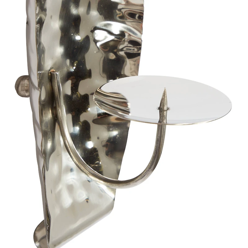 Set of 2 Silver Stainless Steel Contemporary Wall Sconce, 13.5", 18.5"