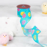 2.5" x 10yd. Blue Easter Egg Spring Wired Craft Ribbon