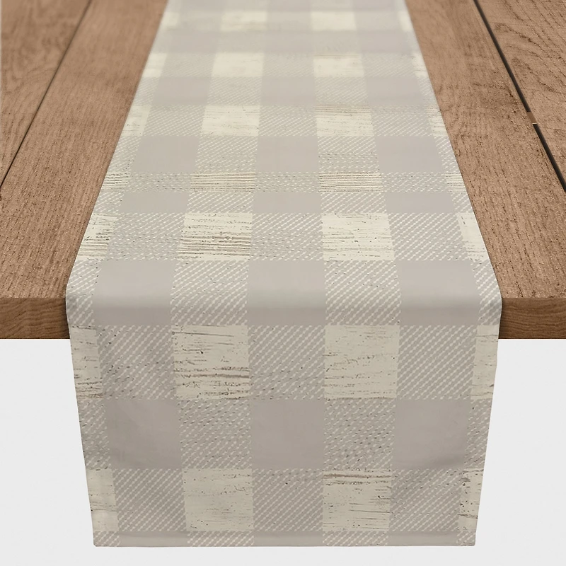 90" Gray Buffalo Check Cotton Twill Runner