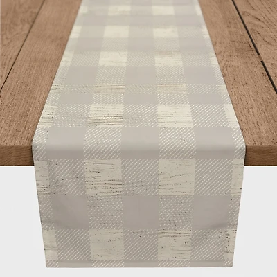 90" Gray Buffalo Check Cotton Twill Runner