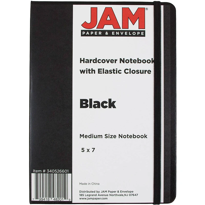JAM Paper Medium Hardcover Notebook with Elastic Band