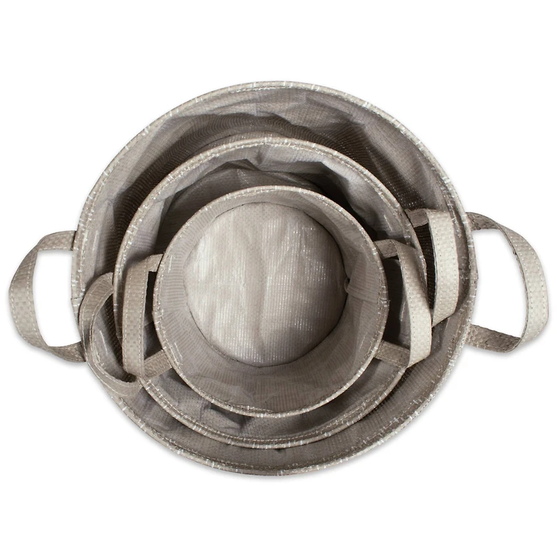 DII® Round Stone & Cream Tribal Chevron PE-Coated Woven Paper Laundry Bin Set