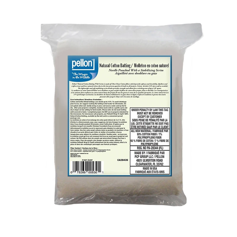 Pellon® 34" x 45" Craft Natural Cotton Batting with Scrim