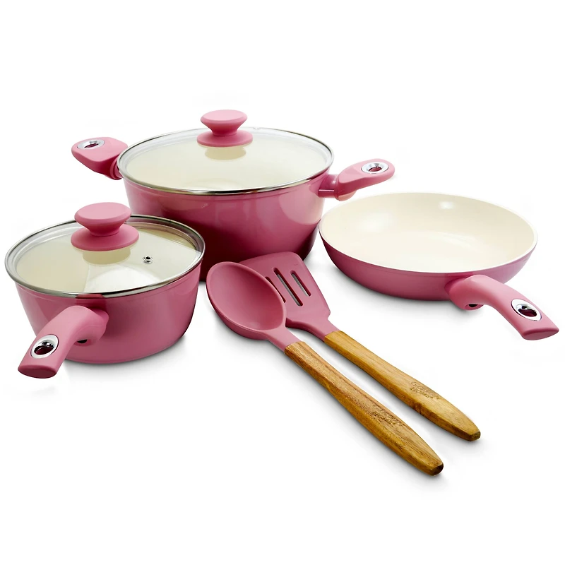 Gibson Home® Plaza Café 7-Piece Lavender Aluminum Nonstick Cookware Set