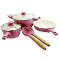 Gibson Home® Plaza Café 7-Piece Lavender Aluminum Nonstick Cookware Set