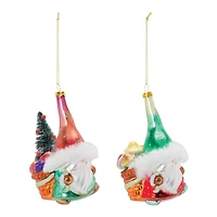 Glass Santa Gnome Ornament Set