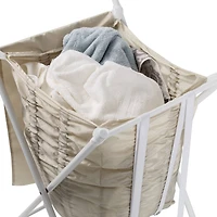 Honey Can Do White/Natural Single Bounce Back Hamper with Wheels and Lid