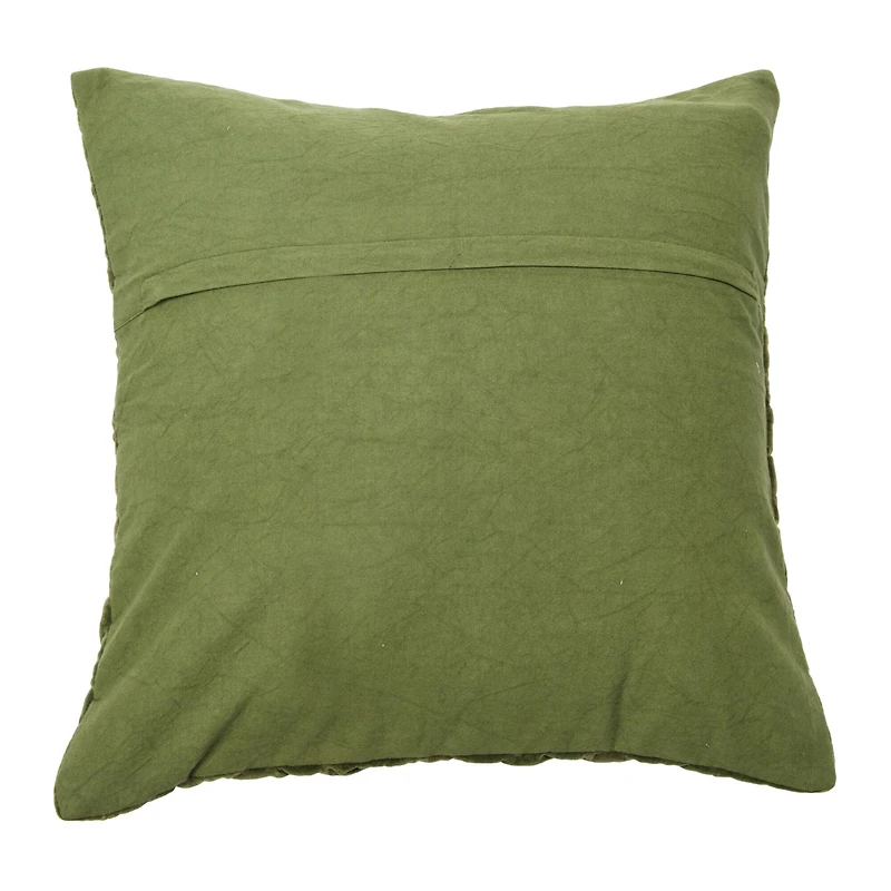 Hello Honey® 20'' Green Square Quilted Velvet Pillow Cover