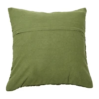 Hello Honey® 20'' Green Square Quilted Velvet Pillow Cover