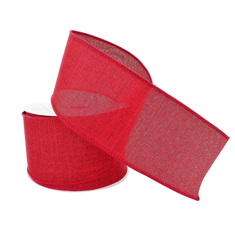 2.5" x 25ft. Faux Linen Wired Ribbon by Celebrate It