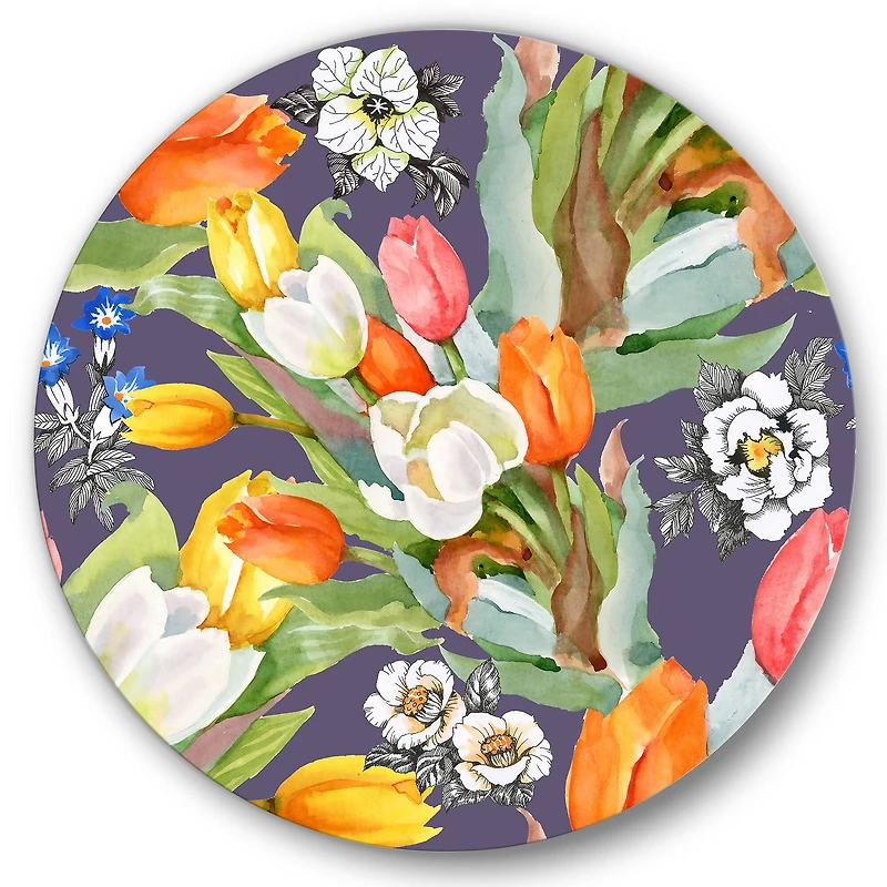 Designart - Blooming White and Orange Tulips VI