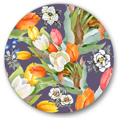 Designart - Blooming White and Orange Tulips VI