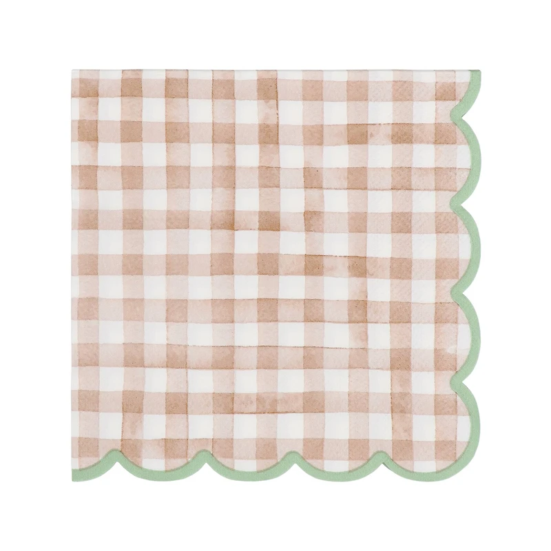 Brown Gingham Scalloped Lunch Napkins, 20ct. by Celebrate It™