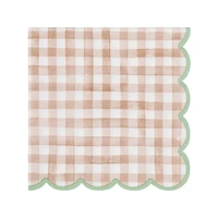 Brown Gingham Scalloped Lunch Napkins, 20ct. by Celebrate It™