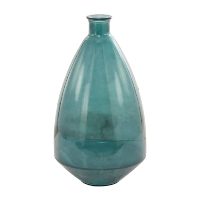 Blue Recycled Glass Handmade Spanish Vase 13" x 13" x 24"