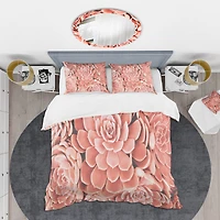 Designart 'Coral Toned Succulent' Mid-Century Duvet Cover Set