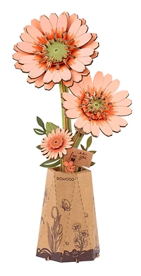 Rowood Light Orange Gerbera Daisy Wooden Bloom Craft