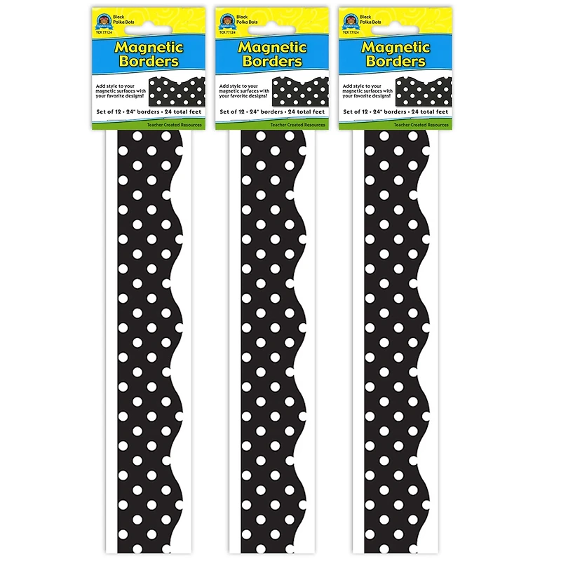 Teacher Created Resources® Black Polka Dots Magnetic Borders, 72ft.
