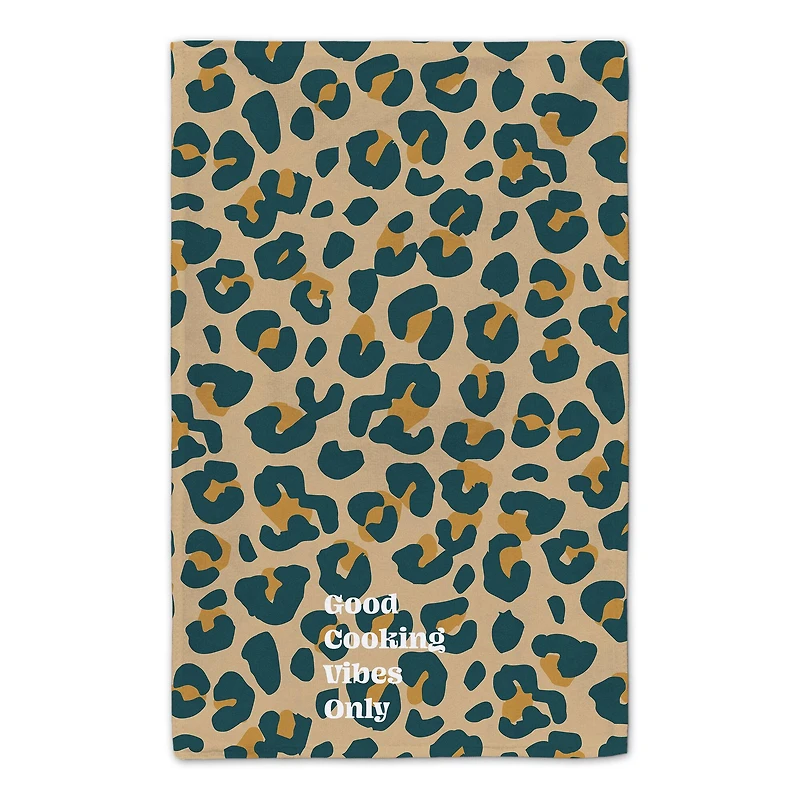 Good Cooking Vibes Only Leopard Tea Towel Set