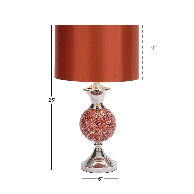 Set of 2 Red Glass Glam Table Lamp, 25"