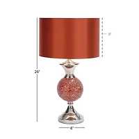Set of 2 Red Glass Glam Table Lamp, 25"