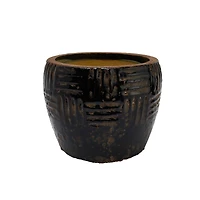 Hello Honey® Black Embossed Terracotta Planter