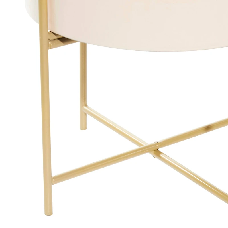 White Metal Contemporary Planter with Gold Legs Set