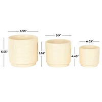 Cream Ceramic Geometric Planter Set
