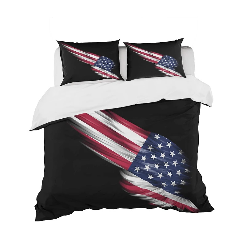 Designart 'Wing with American Flag' Abstract Bedding Set