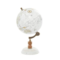 11" White Marble & Metal Contemporary Globe