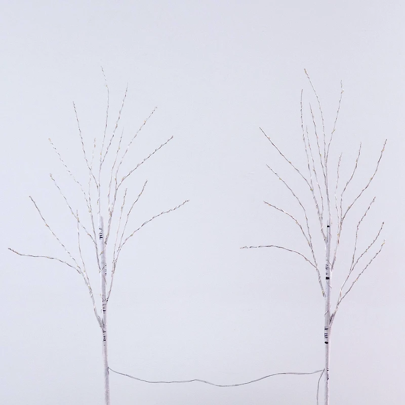 2 Pack 2.5ft. Pre-Lit White Birch Artificial Christmas Branches, Warm White Micro LED Lights