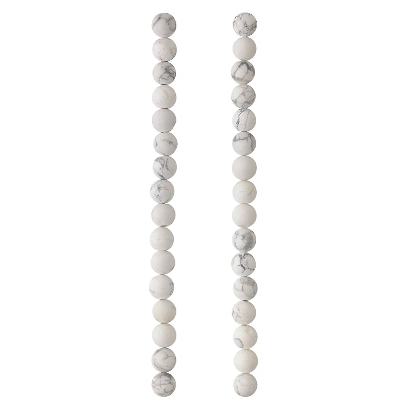 White & Gray Matte Howlite Round Beads, 8mm by Bead Landing™