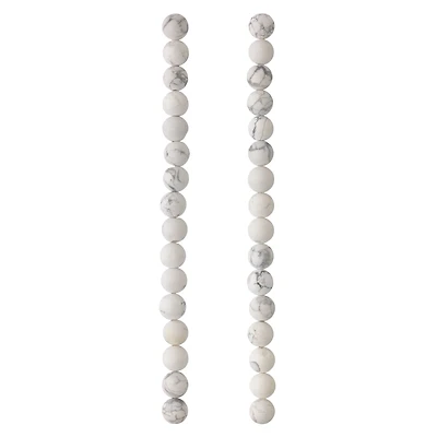 White & Gray Matte Howlite Round Beads, 8mm by Bead Landing™