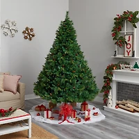 8ft. Pre-Lit West Virginia Mixed Pine Artificial Christmas Tree with Pinecones, Clear LED Lights