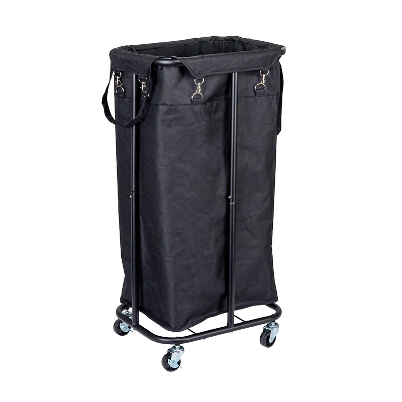Household Essentials 30.5" Black Rolling Laundry Hamper
