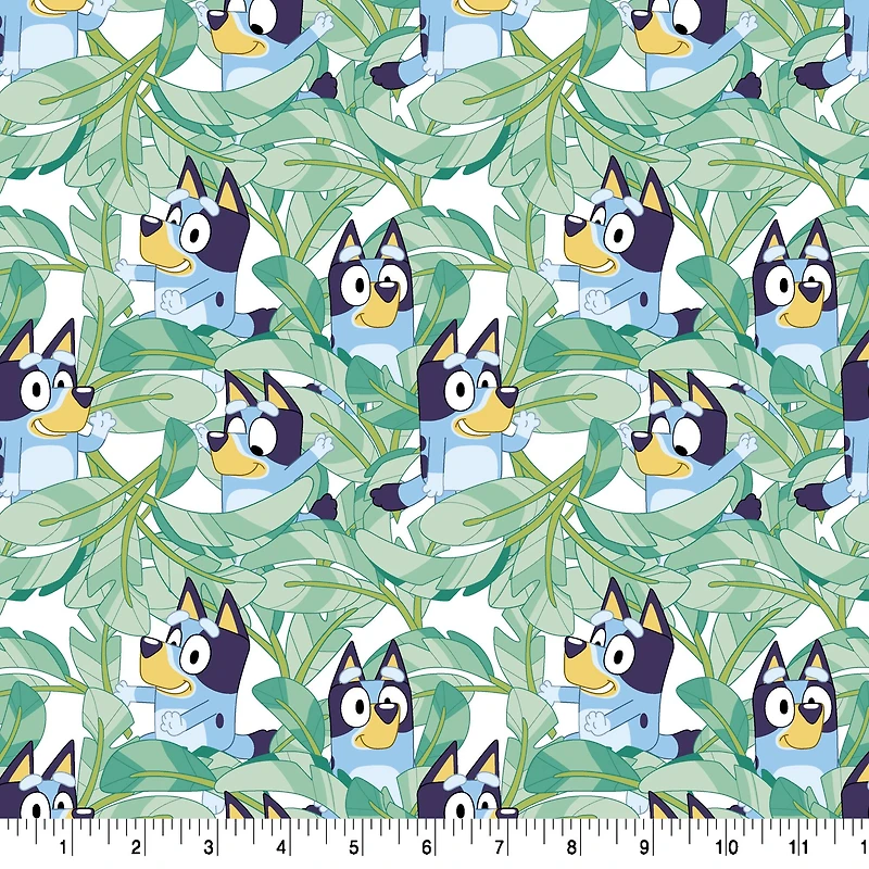 Bluey Leaves Cotton Fabric