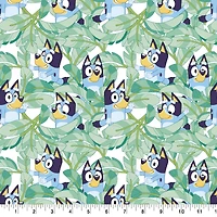Bluey Leaves Cotton Fabric