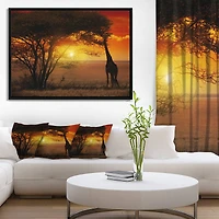 Designart - Typical African Sunset with Giraffe