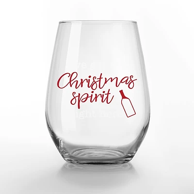 Christmas Spirit 15oz. Printed Stemless Wine Glass