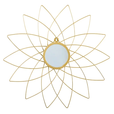 26" Gold Metal Flower Accent Wall Mirror