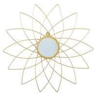 26" Gold Metal Flower Accent Wall Mirror