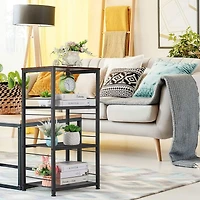 Rustic Brown 4-Tier Industrial Metal Rolling Storage Cart