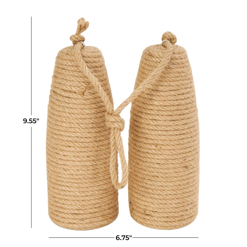 9.5" Brown Jute Buoy Coiled Rope Sculpture