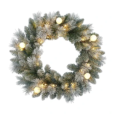 24" Pre-Lit Glacier Fir Wreath by Ashland®