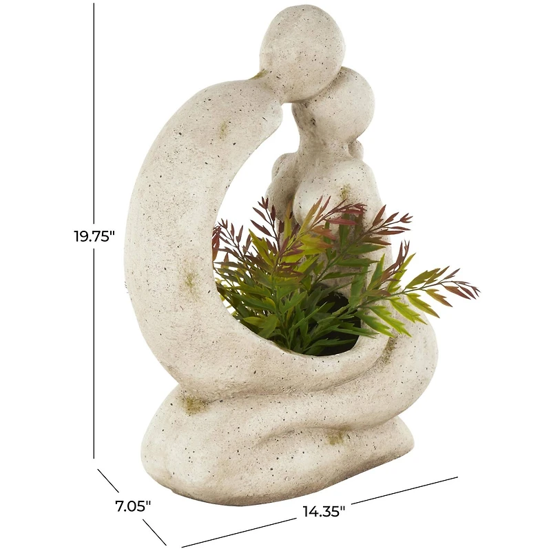 20" Cream Kissing Figures Planter