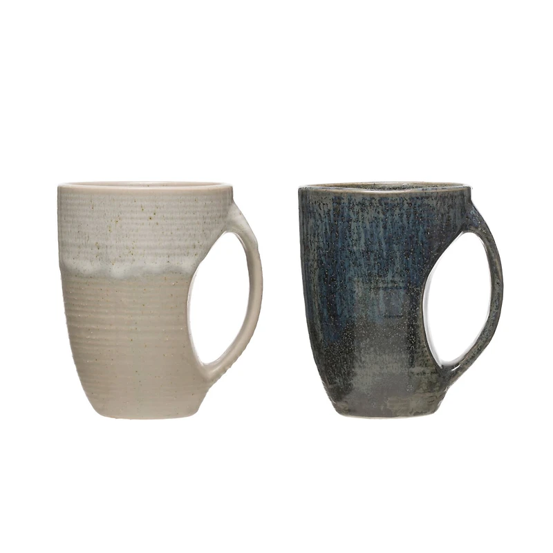 Hello Honey® 12oz. Glazed Stoneware Mug with Grip Indent Set, 2ct.
